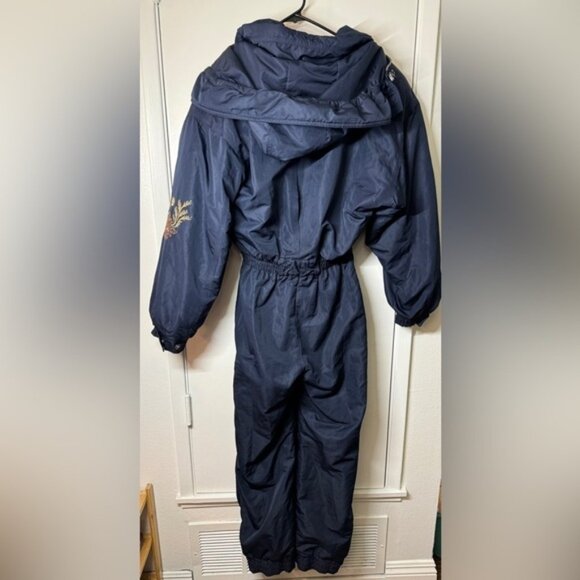 Metropolis by Couloir Navy Blue Hooded Embroidered Ski Snow Winter Suit Size 8 - Picture 8 of 16